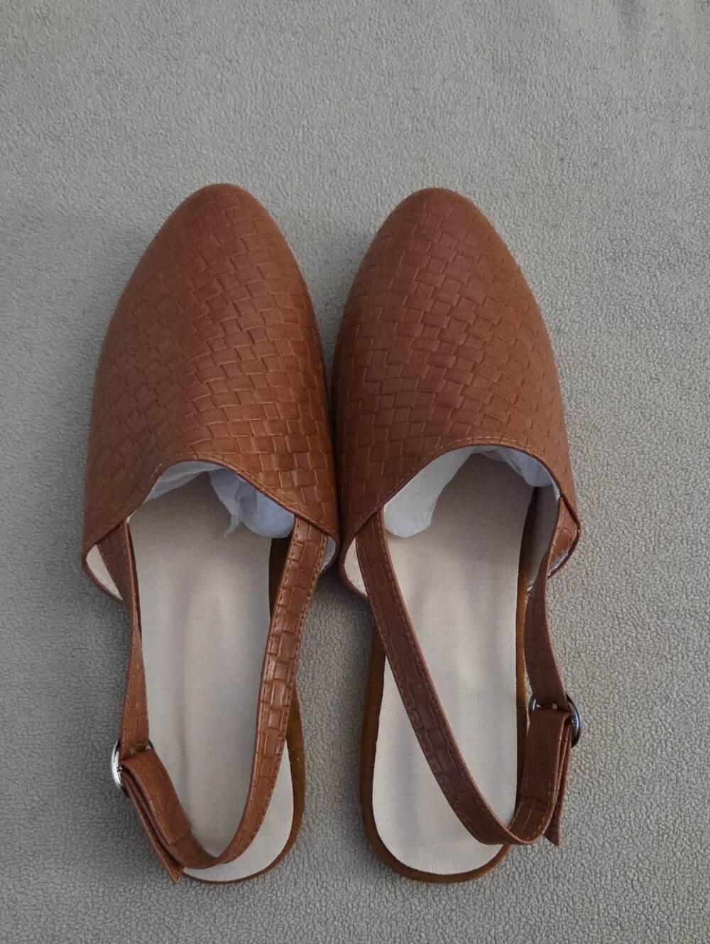 Women's Brown Woven Slingback Flats